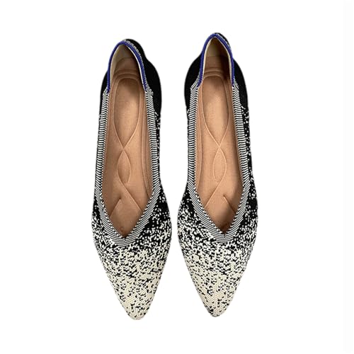 Ballerinas Damen Sandale Spitze Schuhe Knit Flache Schuhe Halbschuhe Freizeitschuhe Klassische Schuhe von TSEHULYi