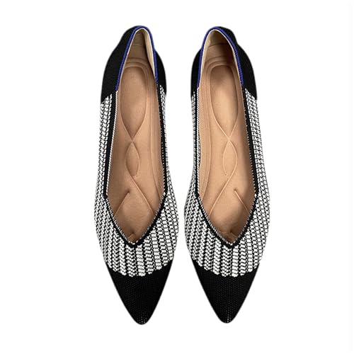 Ballerinas Damen Sandale Spitze Schuhe Knit Flache Schuhe Halbschuhe Freizeitschuhe Klassische Schuhe von TSEHULYi