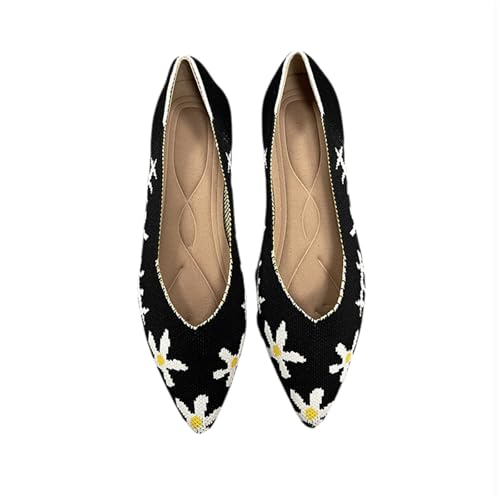 Ballerinas Damen Sandale Spitze Schuhe Knit Flache Schuhe Halbschuhe Freizeitschuhe Klassische Schuhe von TSEHULYi
