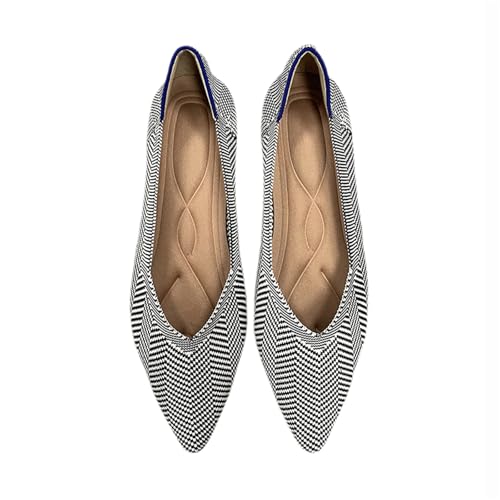 Ballerinas Damen Sandale Spitze Schuhe Knit Flache Schuhe Halbschuhe Freizeitschuhe Klassische Schuhe von TSEHULYi