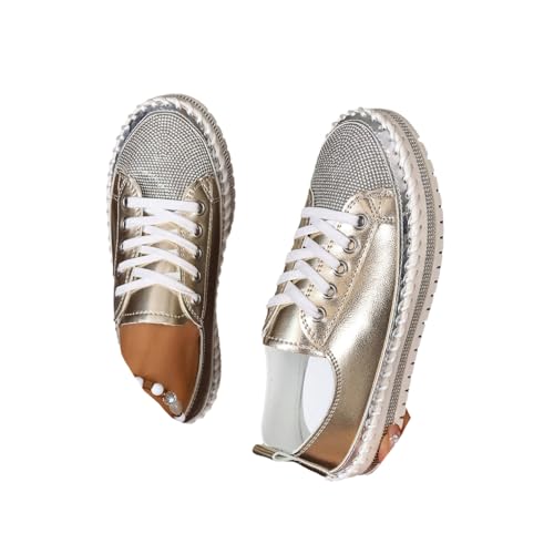 Damen Sneakers Glitzer Sportschuhe Strass Turnschuhe Pailletten Laufschuhe Joggingschuhe Freizeitschuhe Outdoor Flach Schuhe von TSEHULYi