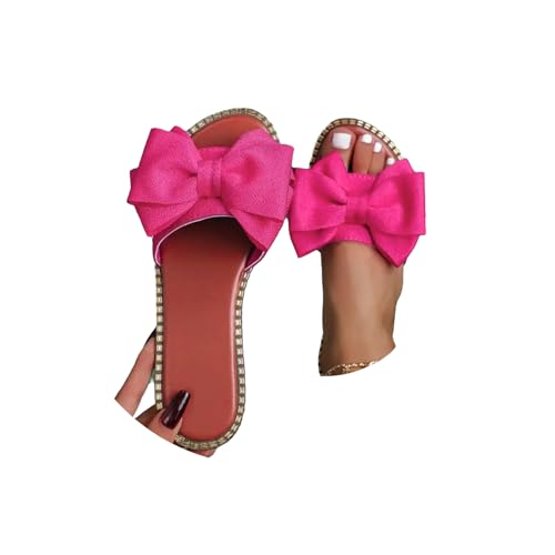 TSEHULYi Sandalen Damen Hausschuhe Slides Sandaletten Flache Schuhe Badeschuhe Freizeitsandale Sommerschuhe Strandsandalen Mit Schleife von TSEHULYi