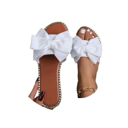 TSEHULYi Sandalen Damen Hausschuhe Slides Sandaletten Flache Schuhe Badeschuhe Freizeitsandale Sommerschuhe Strandsandalen Mit Schleife von TSEHULYi