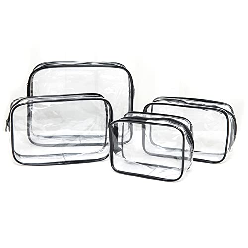 TSHAOUN 4 Stück Transparent Kulturbeutel Make-up Tasche Handtasche Kosmetikbeutel,Kulturtasche Transparent mit Reißverschluss,PVC Wasserdicht Große Reise Kulturtasche für Männer, Frauen(4 Stück) von TSHAOUN