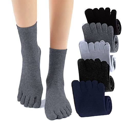 TSHAOUN 5-Paare Männer Baumwoll Sport laufende Zehensocken Fünf Finger Anti Rutsch Besatzung Liner Socken,Five Fingers Socken Sport laufende Zehe Socken,Herren Zehensocken,UK 6-10/Eur 39-45 (5 Paare) von TSHAOUN