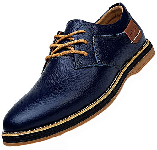 TSIODFO Herren Anzugschuhe Schwarz Braun Echtes Rindsleder Oxfords Business Casual Schuhe, Schwarz (marineblau), 39.5 EU von TSIODFO