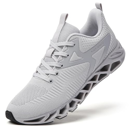 TSIODFO Herren Athletic Tennis Walking Sneakers Croos Trainer, Hellgrau 01, 44.5 EU von TSIODFO