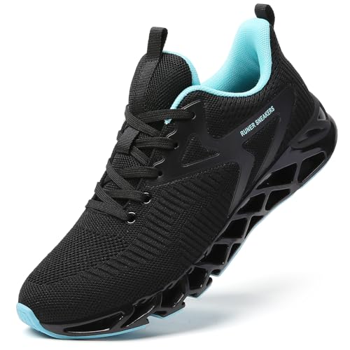 TSIODFO Herren Athletic Tennis Walking Sneakers Croos Trainer, Schwarz Grau 01, 42.5 EU von TSIODFO