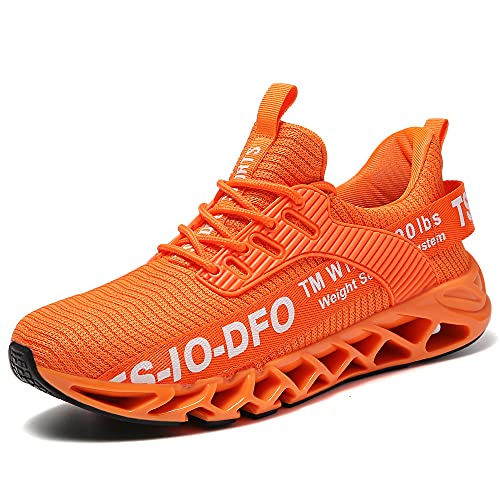 TSIODFO Herren Laufschuhe Athletic Walking Sneakers, Orange/Abendrot im Zickzackmuster (Sunset Chevron), 45 EU von TSIODFO