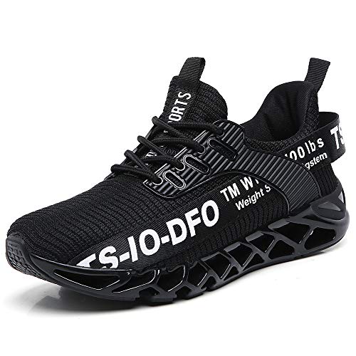 TSIODFO Herren Laufschuhe Athletic Walking Sneakers, Schwarz Weiß, 41 EU von TSIODFO