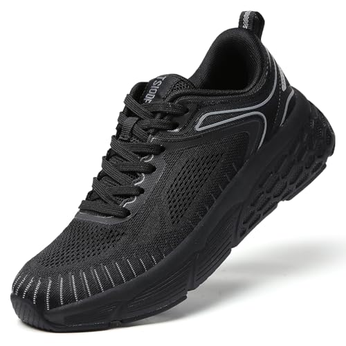 TSIODFO Sportliche Damen-Wanderschuhe, modische Sneaker, Schwarz, 37 EU Weit von TSIODFO