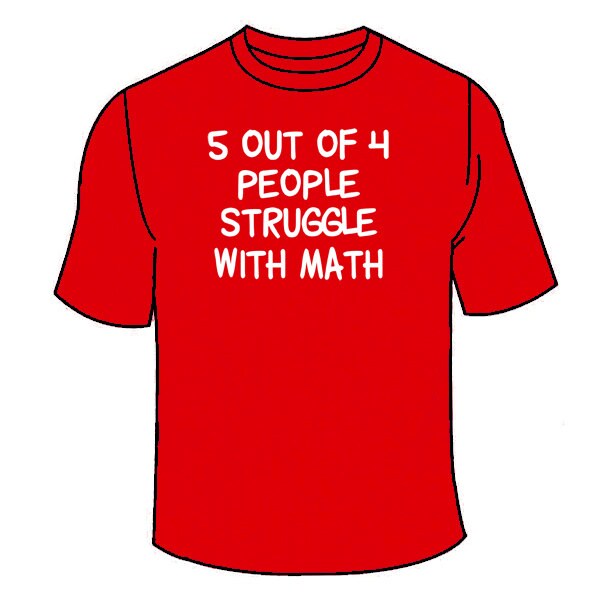 5 Von 4 Menschen Kämpfen Mit Mathe T-Shirt. Lustiges Nerdy T Shirt Sarkastisch Coole Neuheit Kleidung Geschenk Schulabteilung Super Nerd von TSL21