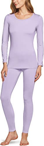 TSLA Damen Thermale Wintergear Mikrofaser Top & Bottom Wintergear Fleeced Gefüttert Set, Whs200 1pack - Lavender, M von TSLA