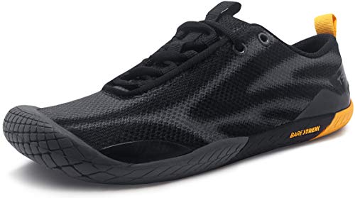 TSLA Damen Trail Running Schuhe, Leichte Athletische Zero Drop Barfußschuhe, rutschfeste Outdoor Walking Minimalist Traillaufschuhe, Bk62 1pack - Black & Grey, 42.5 EU von TSLA