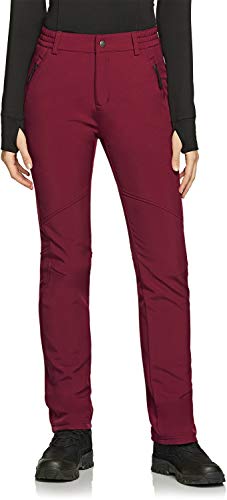 TSLA Damen Winter-Skihose, aus Fleece, gefütterte, isolierte, wasserdichte Wanderhose für die Arbeit oder Outdoor, Xkb52 1pack - Maroon, L von TSLA