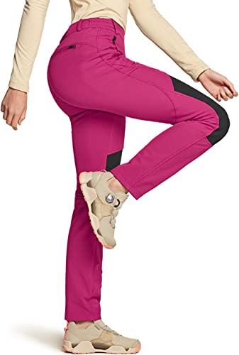 TSLA Damen Winter-Skihose, aus Fleece, gefütterte, isolierte, wasserdichte Wanderhose für die Arbeit oder Outdoor, Xkb54 1pack - Deep Pink, XL von TSLA