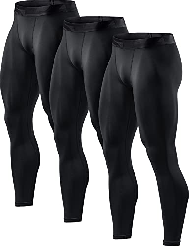 TSLA Herren Dri Fit Kompressionsunterwäsche Aktive Workout Sport-Leggings, Mup91 3pack - Black/Black/Black, L von TSLA