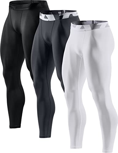 TSLA Herren Dri Fit Kompressionsunterwäsche Aktive Workout Sport-Leggings, Mup91 3pack - Black/Charcoal/White, XL von TSLA