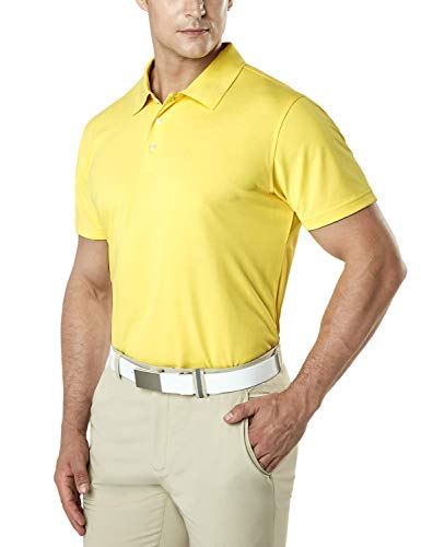 TSLA Herren Kurzarm Poloshirt, Premium Regular Fit Quick Dry Hi-Flex Active Tech Polohemd, Mtk10 1pack - Yellow, XL von TSLA