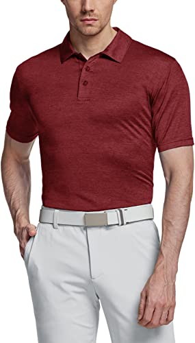 TSLA Herren Kurzarm Poloshirt, Premium Regular Fit Quick Dry Hi-Flex Active Tech Polohemd, Mtk40 1pack - Red, M von TSLA