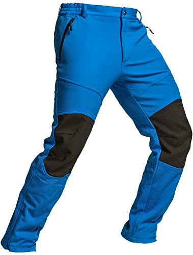 TSLA Herren Schnee Ski Snowboard Wasserdicht Softshell Cargo Pants Wandern Fleece Gefüttert Hose mit Verstärkten Knien, Ykb59 1pack - Blue, 34W / 30L von TSLA