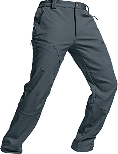 TSLA Herren Schnee Ski Snowboard Wasserdicht Softshell Cargo Pants Wandern Fleece Gefüttert Hose mit Verstärkten Knien, Ykb57 1pack - Grey, 36W / 32L von TSLA