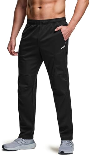 TSLA Herren Thermal windundurchlässiges Einen.Kreislauf.durchmachenhosen, mit Fleece-Futter Außen Bike Pants, Winter Kaltes Wetter Running Hose, Ykb05 1pack - Black, L von TSLA