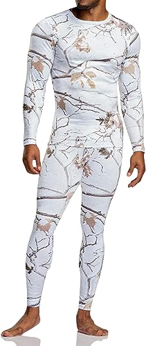 TSLA Herren Thermale Wintergear Mikrofaser Top & Bottom Set mit Fleece-Futte, Mhs105 2pack - Winter Hunting Camo, M von TSLA