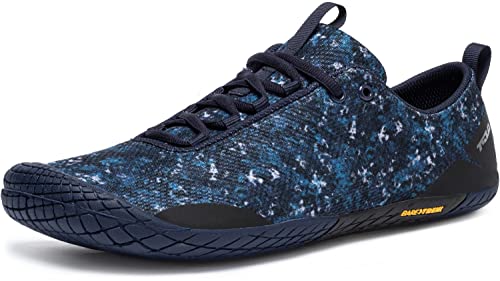 TSLA Herren Trail Running Schuhe, Leichte Athletische Zero Drop Barfußschuhe, rutschfeste Outdoor Walking Minimalist Traillaufschuhe, Bk32 1pack - Abstract Teal, 42.5 EU von TSLA