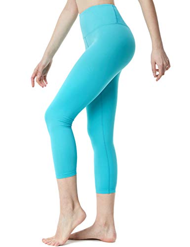 TSLA Yoga Leggings mit Bauch-Kontrolle und hoher Taille für Workout Capri-Pants mit Taschen für Damen, Fyc62 1pack - Aqua, XXL von TSLA