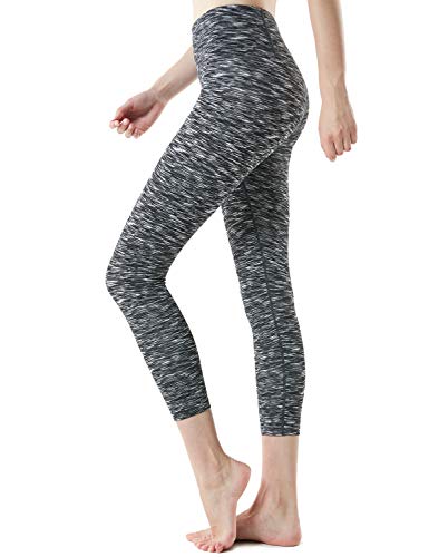 TSLA Yoga Leggings mit Bauch-Kontrolle und hoher Taille für Workout Capri-Pants mit Taschen für Damen, Fyc62 1pack - Spacedyeblack, XL von TSLA