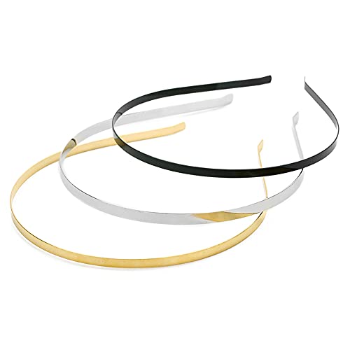 30 Stück Metall Haarband Glatte Metall Stirnband Rutschfestes Elastisches Haarbänder Haarreif DIY Handwerk Rahmen Haarband Stk Unisex Haarband Haarschmuck Frisurenhilfe Haarreif（Schwarz,Silber,Gold） von TSLBW