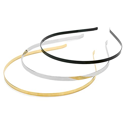 30 Stück Metall Haarband - Rutschfestes Elastisches Haarreif DIY Handwerk Rahmen - Unisex Haarband Haarschmuck Frisurenhilfe - Schwarz, Silber, Gold von TSLBW
