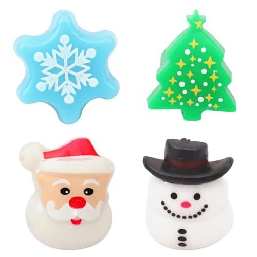4 Stück Weihnachten Finger Licht Glow Up Ringe Licht Up Ringe Finger Ringe Weihnachten Party Favors Weihnachtsmann Weihnachtsbaum Schneemann Schneeflocke LED Blinkende Ringe Weihnachtsstrumpffüller von TSLBW