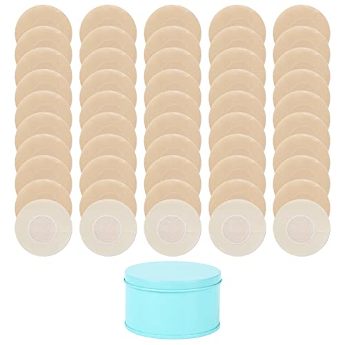 50 Stück Nipple Covers Einweg Nipple Abdeckungen Unsichtbare Nippelabdeckung Brustwarzenabdeckungen mit Aufbewahrungskiste Vliesstoffe Nippel Cover Aufkleber für Damen Mädchen Hochzeitskleid (Round) von TSLBW