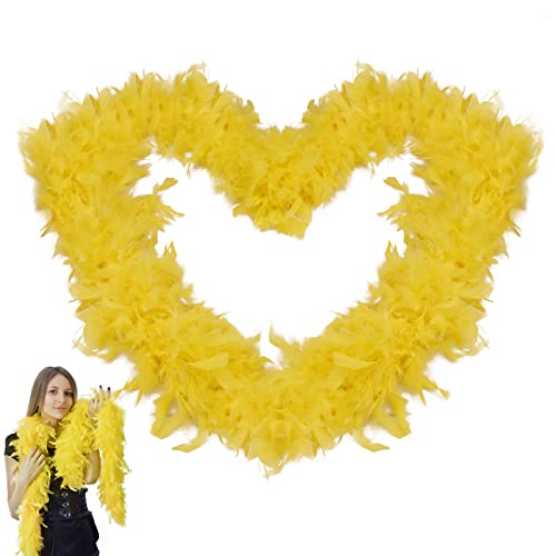 Federboa 2 Meter 80 Gramm Flauschige Federboa Turkey Feather Boas Dekorieren Federschal Boa Kostümzubehör Truthahn Federboa Handwerk Federn Boa Hochzeit Ankleiden Party Karneval Kostüm Dekor (Yellow) von TSLBW