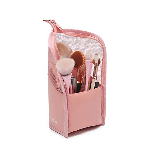 Make up Pinsel Tasche Reise Pinselhalter Multifunktional Kosmetik Halter Halb klar Organizer Wasserdicht Bürsten mit Reißverschluss Mäppchen Pink von TSLBW