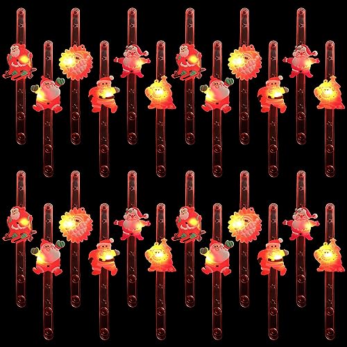TSLBW 24 Stück Weihnachten Light Up Armbänder Blinkende LED-Armband Spielzeug Party Favors Bag Fillers für Kinder Weihnachten Party Favors Weihnachten Stocking Stuffers (Random Style) von TSLBW