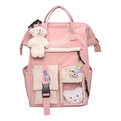 TSLBW Kawaii Rucksack, Kawaii Rucksack mit Kawaii Pin und Zubehör, Kawaii Rucksack für Mädchen Schüler, Niedlicher ästhetischer Reiserucksack für Teenager-Mädchen von TSLBW