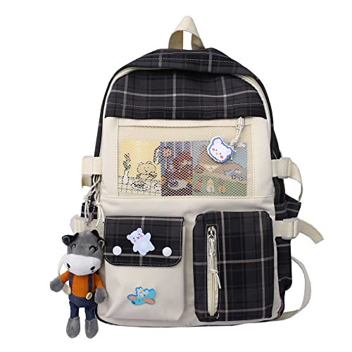 TSLBW Kawaii Rucksack, Kawaii Rucksack mit Kawaii Pin und Zubehör, Kawaii Rucksack für Mädchen Schüler, Niedlicher ästhetischer Reiserucksack für Teenager-Mädchen von TSLBW