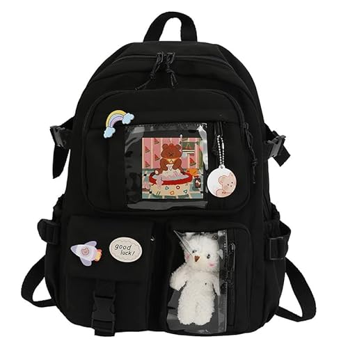 TSLBW Kawaii Rucksack, Kawaii Rucksack mit Kawaii Pin und Zubehör, Kawaii Rucksack für Mädchen Schüler, Niedlicher ästhetischer Reiserucksack für Teenager-Mädchen von TSLBW