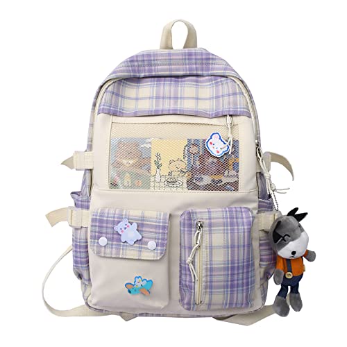 TSLBW Kawaii Rucksack, Kawaii Rucksack mit Kawaii Pin und Zubehör, Kawaii Rucksack für Mädchen Schüler, Niedlicher ästhetischer Reiserucksack für Teenager-Mädchen von TSLBW