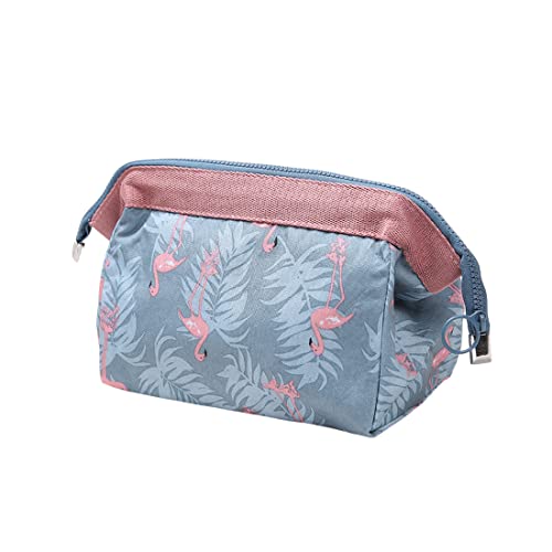 TSLRSA 1 Pcs Kosmetiktasche, Aufbewahrungstasche, Reißverschlusstasche, Kulturtasche, Reisekosmetiktasche für Frauen und Mädchen, blauer Flamingo von TSLRSA