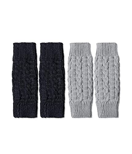 TSLRSA Armstulpen Damen 2PCS Damen Fingerlose Handschuhe - Winter Armstulpen Handschuhe Damen Pulswärmer Strick Kurzer Gestrickte Halb Fingerlose Fäustlinge（grau,schwarz） von TSLRSA