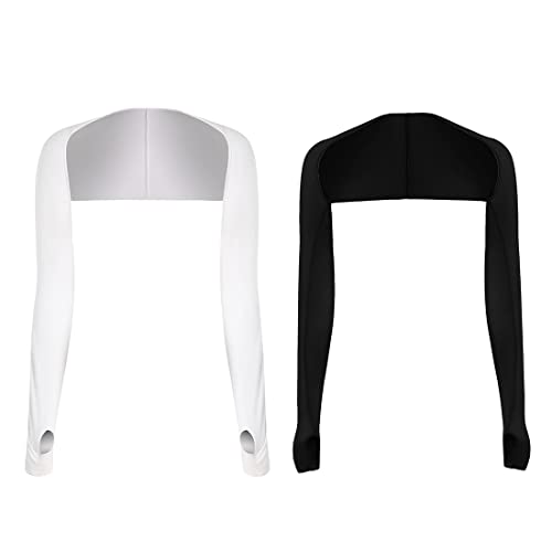 TSLRSA UV Schutz Bolero - 2 Stück Schal Arm Armmanschette Kühlschal Armmanschettes Fingerlöcher Sonnencreme Cooler Shrug Armmanschette Schwarz Weiß von TSLRSA