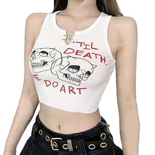 Goth Shirt Alternative Kleidung Damen y2k Tops für Frauen Punk Mall Goth Bodycon Goth Emo Tops, 01-mall Goth Shirts, Mittel von TSMNZMU