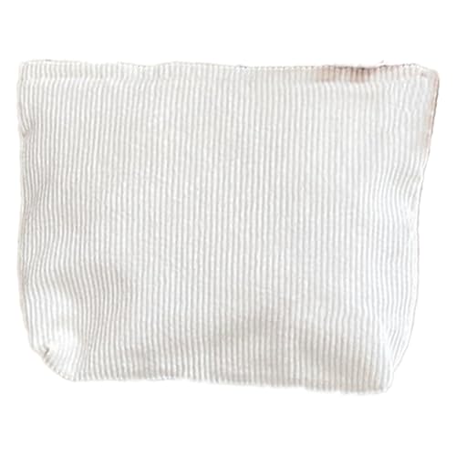 Cord-Kosmetiktasche für Damen, großes Fassungsvermögen, Make-up, organisiert, tragbar, für Reisen und Outdoor, milchweiß, 26*5*18cm von TSMORY