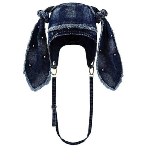 Damen Head Wrap Denims Kaninchen Crossbody Tasche 2000er Mädchen Kopfbedeckung Für Musikfestival Kaninchen Besetzt Ohr von TSMORY
