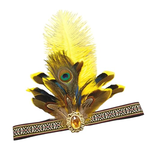 Flapper Gefiedertes Stirnband Für Flapperkostüm Accessoire Indian Hairband Festival Feierliche Auftritte Kopfbedeckung Kopfbedeckung von TSMORY