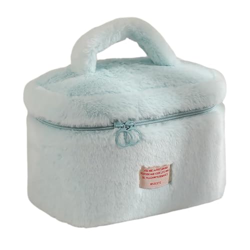 Große Kapazität, Plüsch-Make-up-Organizer, tragbares Accessoire für Zuhause oder unterwegs, den täglichen Gebrauch, blau von TSMORY